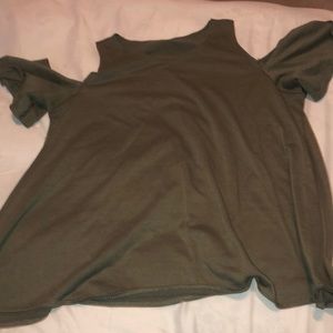 Green cold shoulder top